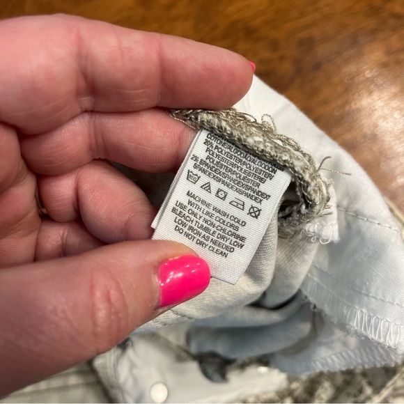 Free People cream Beige design denim pants stretch size 26 - Picture 4 of 10